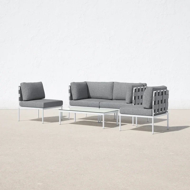 Virasat Outdoor Garden Balcony Sofa Set 2 Seater, 2 Single Seater and 1 Center Table Set Braid & Rope-VIRASAT FURNITURE & FURNISHING