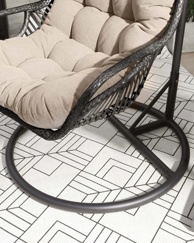 Virasat Single Seater Hanging Swing With Stand For Balcony, Garden Swing (Dark Brown)-VIRASAT FURNITURE & FURNISHING