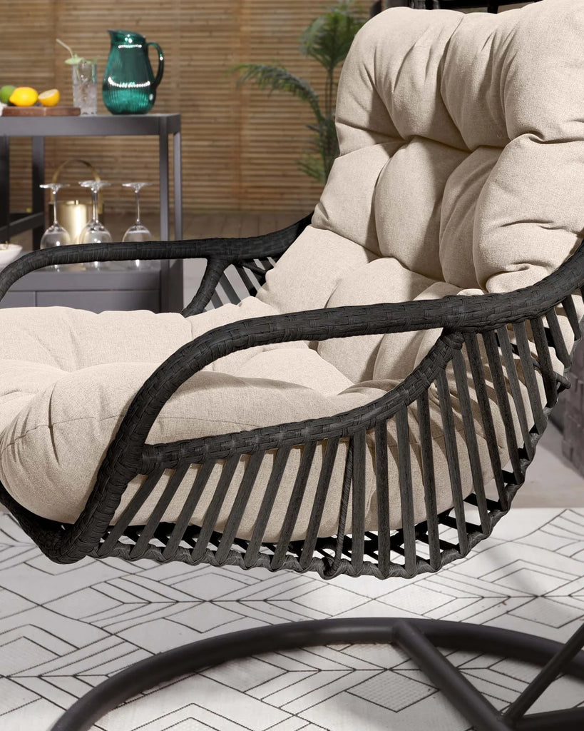 Virasat Single Seater Hanging Swing With Stand For Balcony, Garden Swing (Dark Brown)-VIRASAT FURNITURE & FURNISHING
