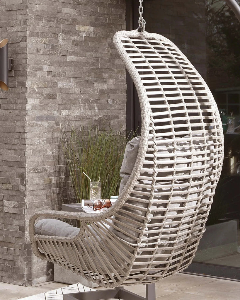 Virasat Single Seater Hanging Swing With Stand For Balcony, Garden Swing (Grey)-VIRASAT FURNITURE & FURNISHING