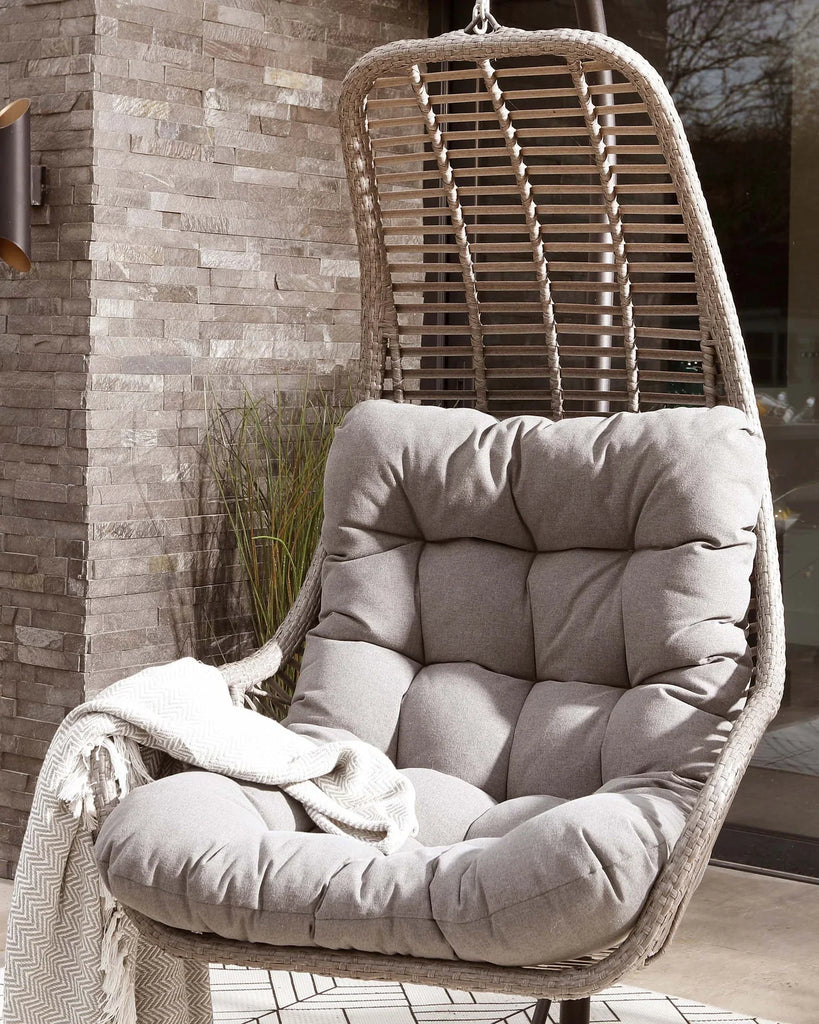 Virasat Single Seater Hanging Swing With Stand For Balcony, Garden Swing (Grey)-VIRASAT FURNITURE & FURNISHING