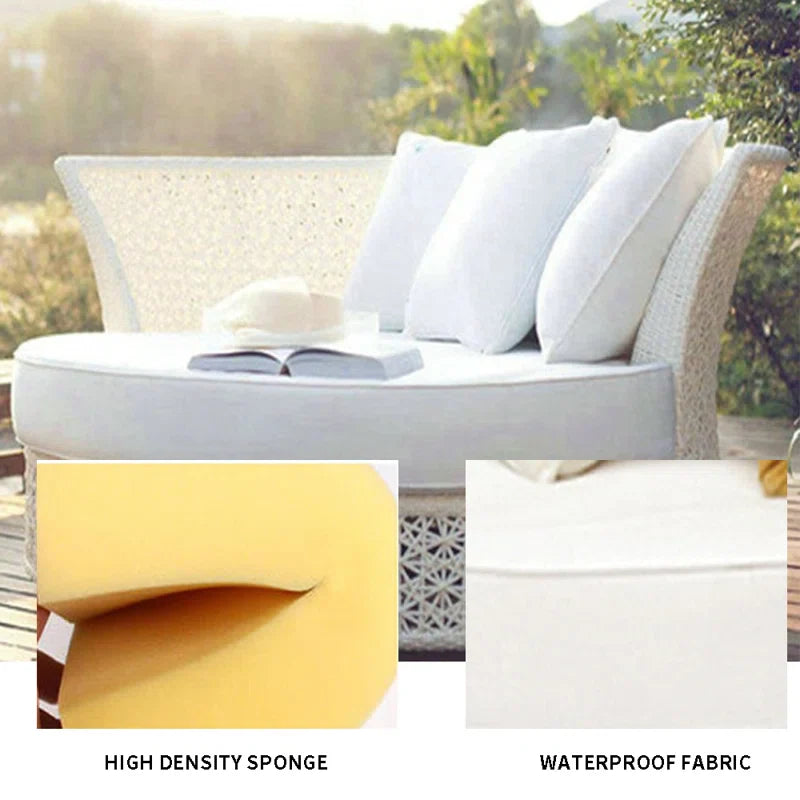 Virasat Outdoor Poolside Sunbed With Cushion Daybed With Side Table (White)-VIRASAT FURNITURE & FURNISHING