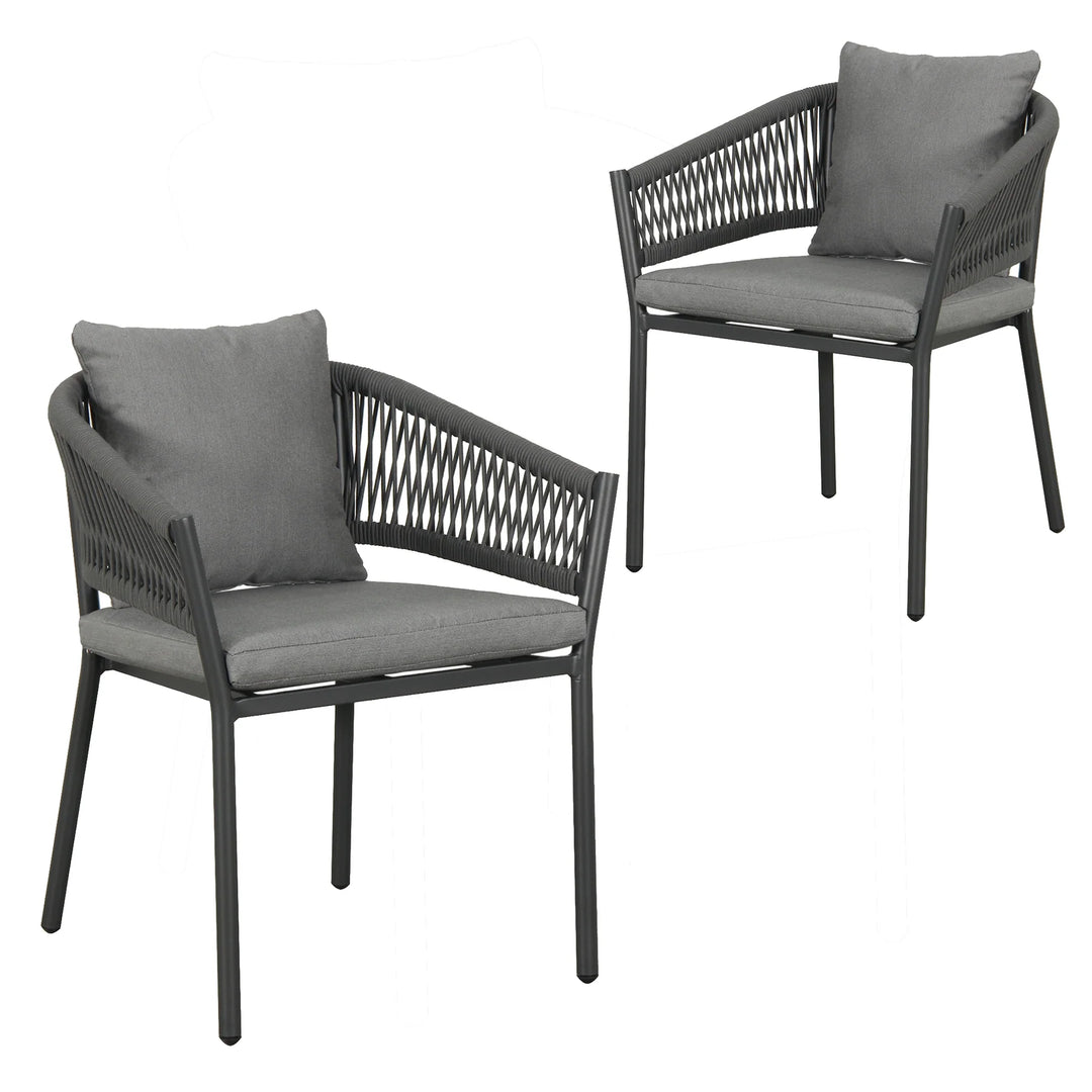 Virasat Muno Outdoor Patio Seating Set 4 Chairs and 1 Table Set (Black) Braided & Rope