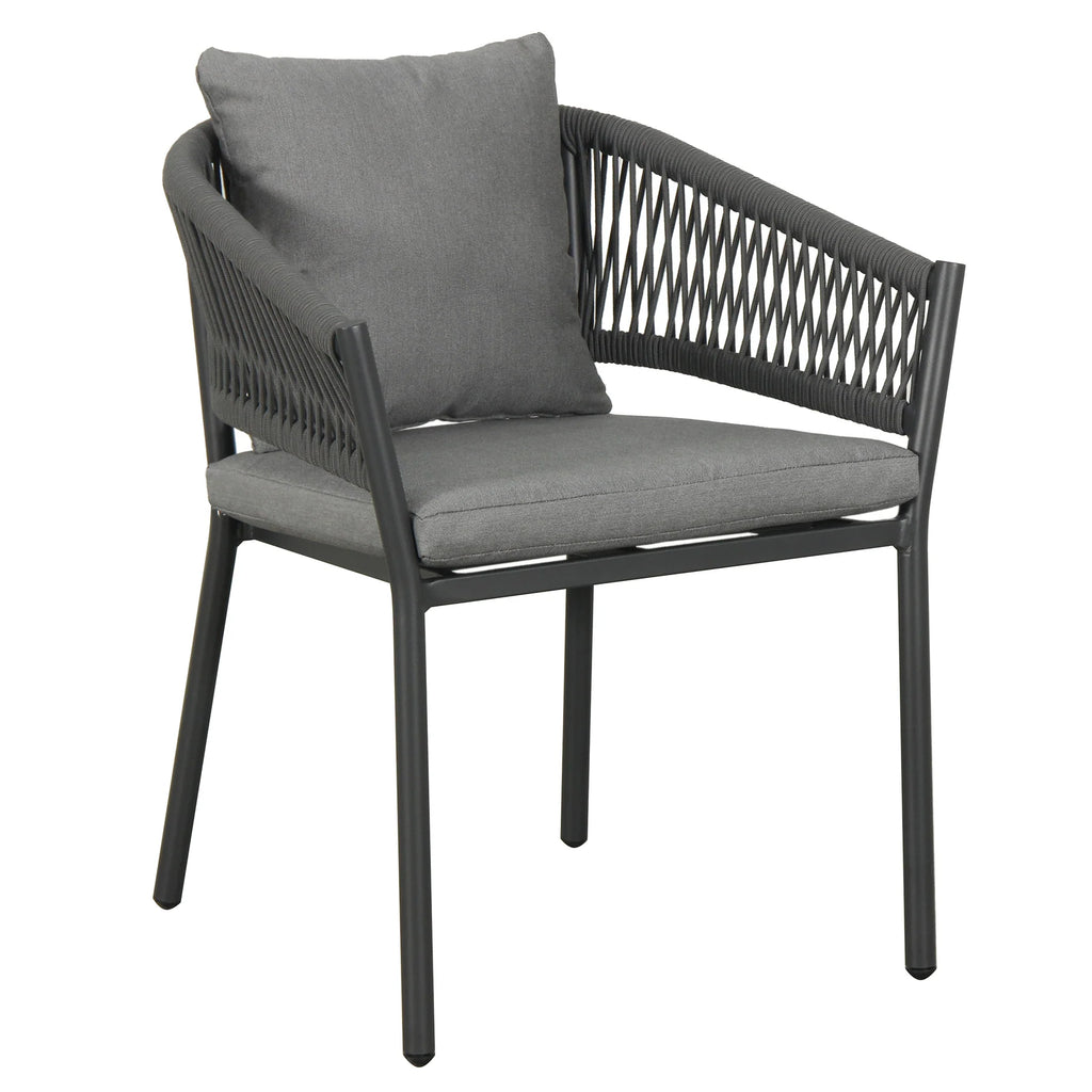 Virasat Outdoor Patio Seating Set 4 Chairs and 1 Table Set (Black) Braided & Rope-VIRASAT FURNITURE & FURNISHING