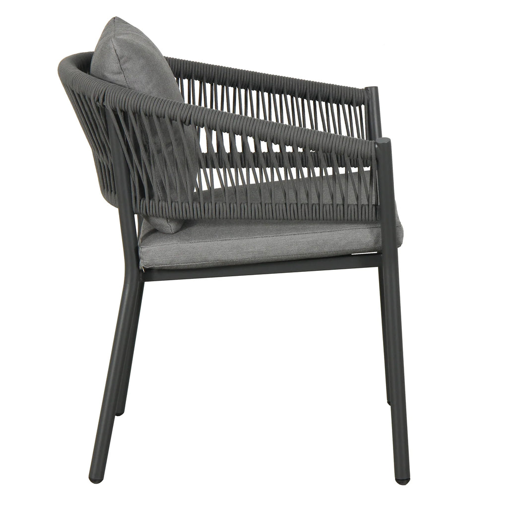Virasat Outdoor Patio Seating Set 4 Chairs and 1 Table Set (Black) Braided & Rope-VIRASAT FURNITURE & FURNISHING