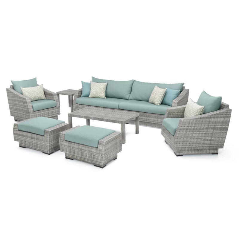 Virasat Outdoor Sofa Set 3 Seater, 2 Single seater, 2 Ottoman, 1 Side table and 1 Center Table (Silver+Dark grey)-VIRASAT FURNITURE & FURNISHING
