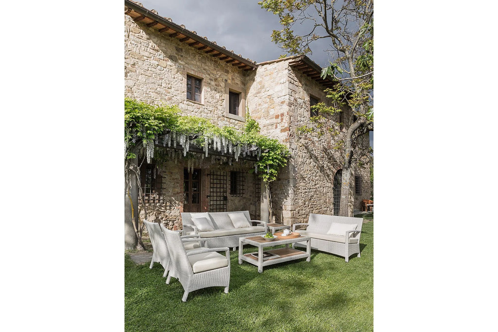 Virasat Outdoor Garden Balcony Sofa Set 3 Seater, 2 Seater With 2 Single Seater and 1 Center Table With 1 Side Table Set (White)-VIRASAT FURNITURE & FURNISHING