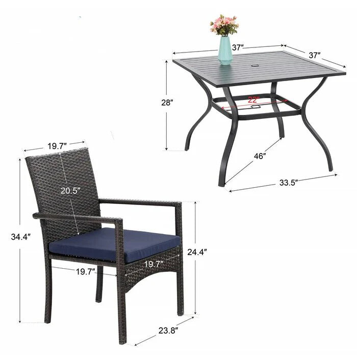 Virasat Outdoor Patio Dining Set 4 Chairs and 1 Table (Black)-VIRASAT FURNITURE & FURNISHING