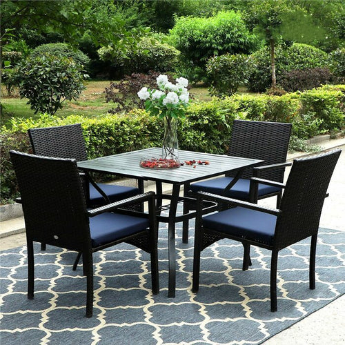 Virasat Outdoor Patio Dining Set 4 Chairs and 1 Table (Black)-VIRASAT FURNITURE & FURNISHING