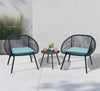Virasat Outdoor Patio Seating Set 2 Chairs and 1 Table Set Black Blue-VIRASAT FURNITURE & FURNISHING