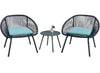 Virasat Outdoor Patio Seating Set 2 Chairs and 1 Table Set Black Blue-VIRASAT FURNITURE & FURNISHING