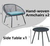 Virasat Outdoor Patio Seating Set 2 Chairs and 1 Table Set Black Blue-VIRASAT FURNITURE & FURNISHING