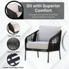 VIRASAT FURNITURE 3 Piece Outdoor Rope Bistro Set (Black & White)