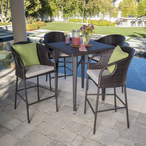 Virasat Outdoor Patio Bar Sets 4 Chairs and 1 Table (Brown)-VIRASAT FURNITURE & FURNISHING