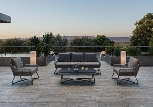 Virasat Outdoor Sofa Set 3 Seater, 2 Single Seater and 1 Center Table (Grey) Braided & Rope-VIRASAT FURNITURE & FURNISHING