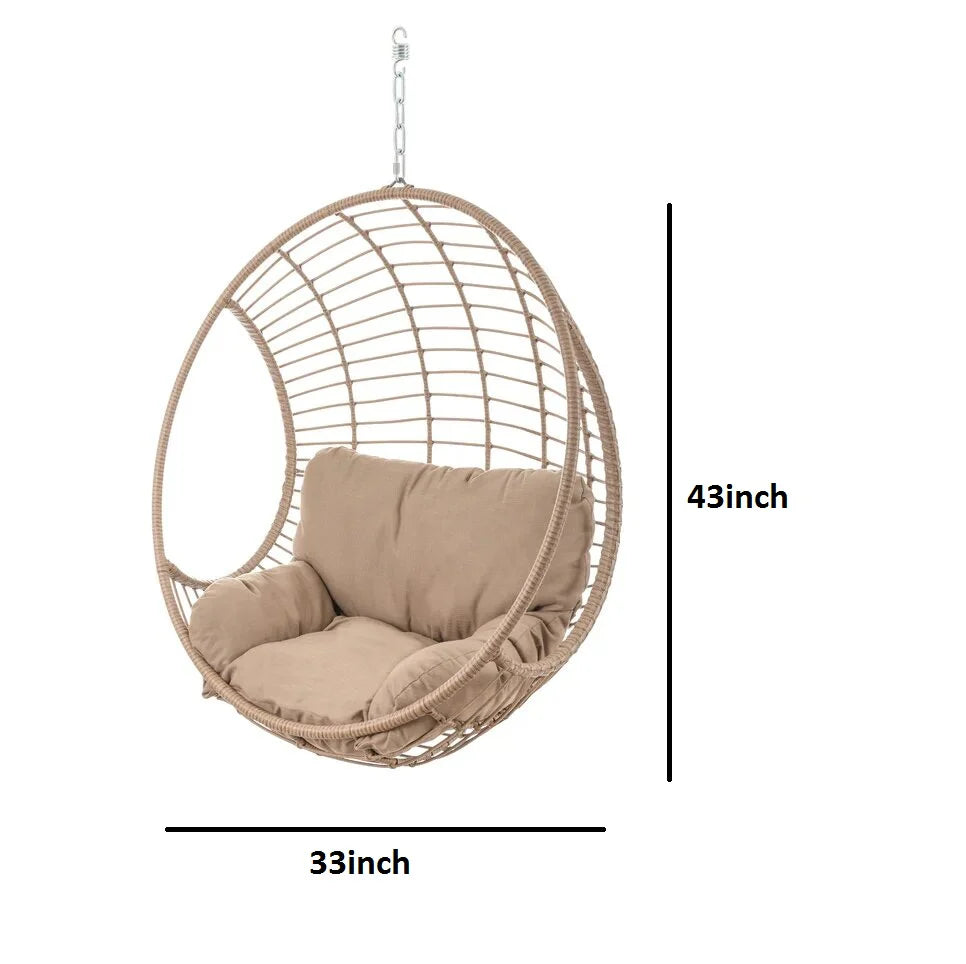VIRASAT FURNITURE PALERMA SINGLE SEATER HANGING SWING WITHOUT STAND FOR BALCONY & GARDEN SWING (HONEY)