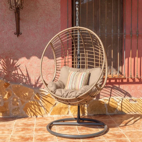 Virasat Single Seater Hanging Swing With Stand For Balcony , Garden Swing (Honey)-VIRASAT FURNITURE & FURNISHING