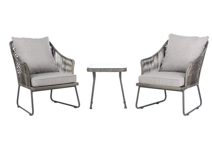 Virasat Aadhan Outdoor Patio Seating Set 2 Chairs and 1 Table Set Grey