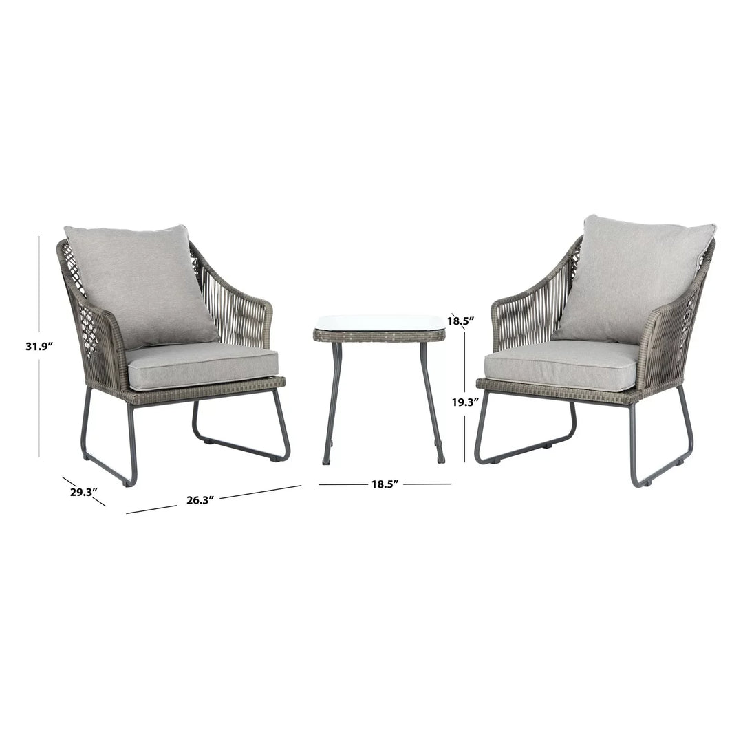 Virasat Aadhan Outdoor Patio Seating Set 2 Chairs and 1 Table Set Grey
