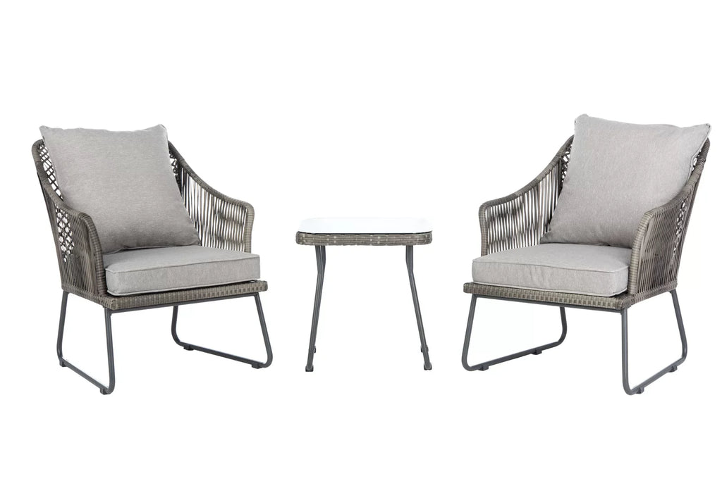 Virasat Outdoor Patio Seating Set 2 Chairs and 1 Table Set (Grey)-VIRASAT FURNITURE & FURNISHING