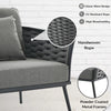VIRASAT FURNITURE 4 PIECE OUTDOOR ROPE SOFA SET WITH WOODEN TOP TABLE (GREY)