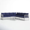 Virasat Outdoor Sofa Set 7 Seater and 1 Center Table Set (White + Blue)-VIRASAT FURNITURE & FURNISHING
