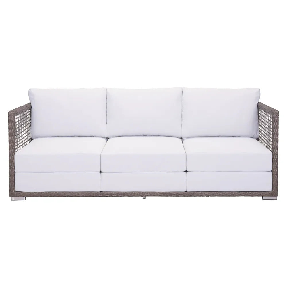 Virasat Coco Outdoor Sofa Set 3 Seater , 2 Single seater and 1 Center Table (White+ Brown)