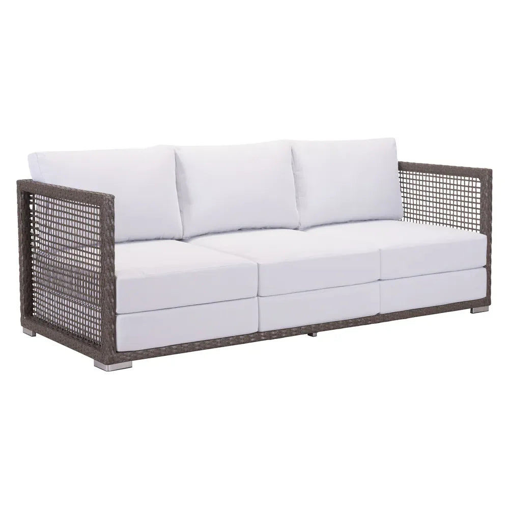 Virasat Outdoor Sofa Set 3 Seater, 2 Single Seater, and 1 Center Table (White + Brown)-VIRASAT FURNITURE & FURNISHING