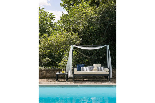 Virasat Outdoor Poolside Sunbed With Cushion Daybed (Black)-VIRASAT FURNITURE & FURNISHING