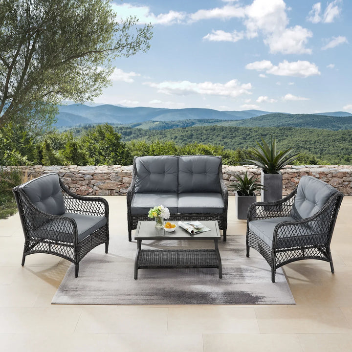 Virasat Mishil Outdoor Sofa Set 2 Seater, 2 Single seater and 1 Center Table (Grey)