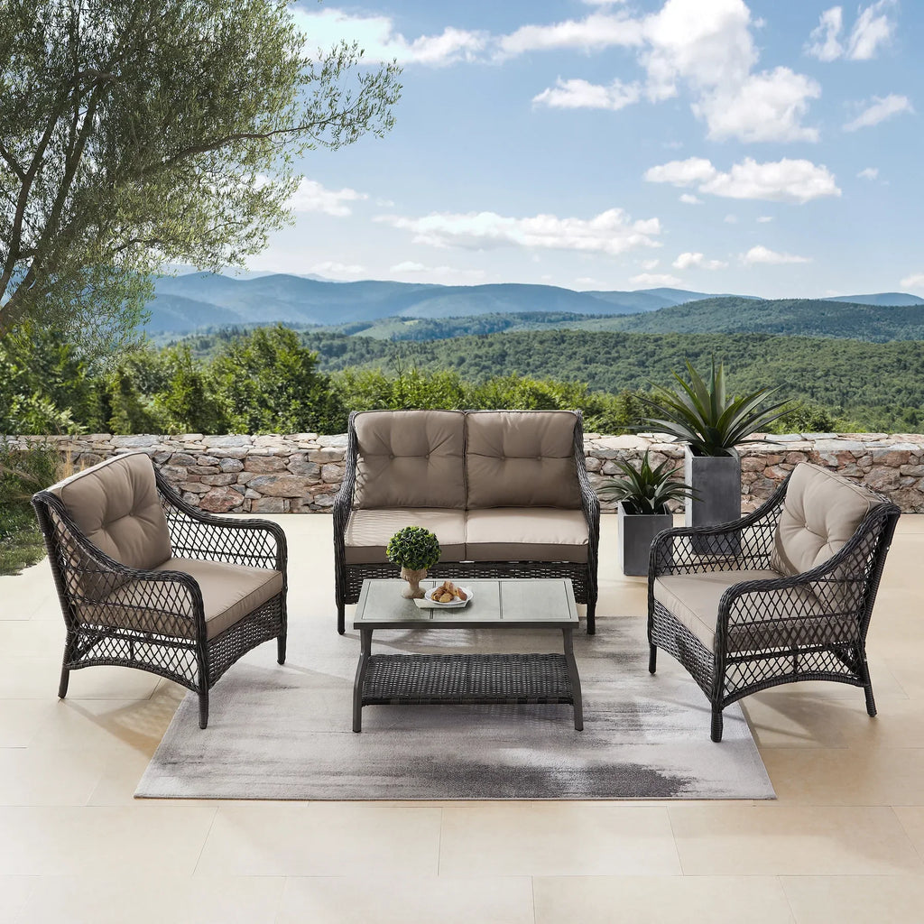 Virasat Outdoor Sofa Set 2 Seater, 2 Single Seater and 1 Center Table (coffee Brown)-VIRASAT FURNITURE & FURNISHING