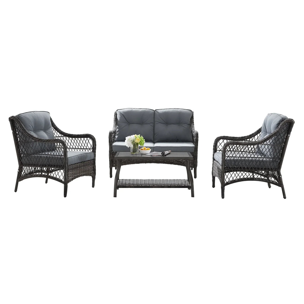 Virasat Outdoor Sofa Set 2 Seater, 2 Single seater and 1 Center Table (Grey)-VIRASAT FURNITURE & FURNISHING