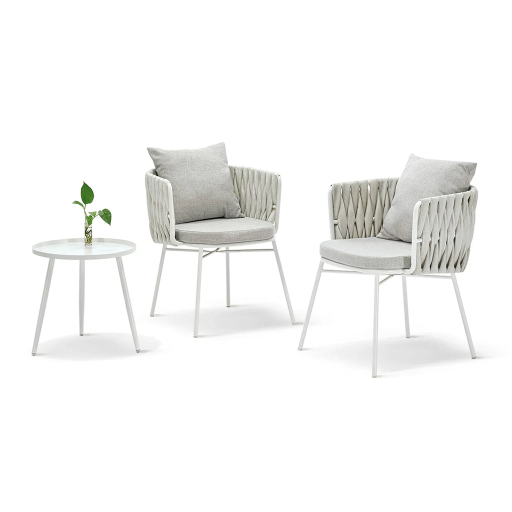 Virasat Outdoor Patio Seating Set 2 Chairs and 1 Table Set (Grey) Braided & Rope-VIRASAT FURNITURE & FURNISHING