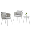 VIRASAT FURNITURE DORA OUTDOOR PATIO SEATING SET 2 CHAIRS AND 1 TABLE SET (GREY) BRAIDED & ROPE