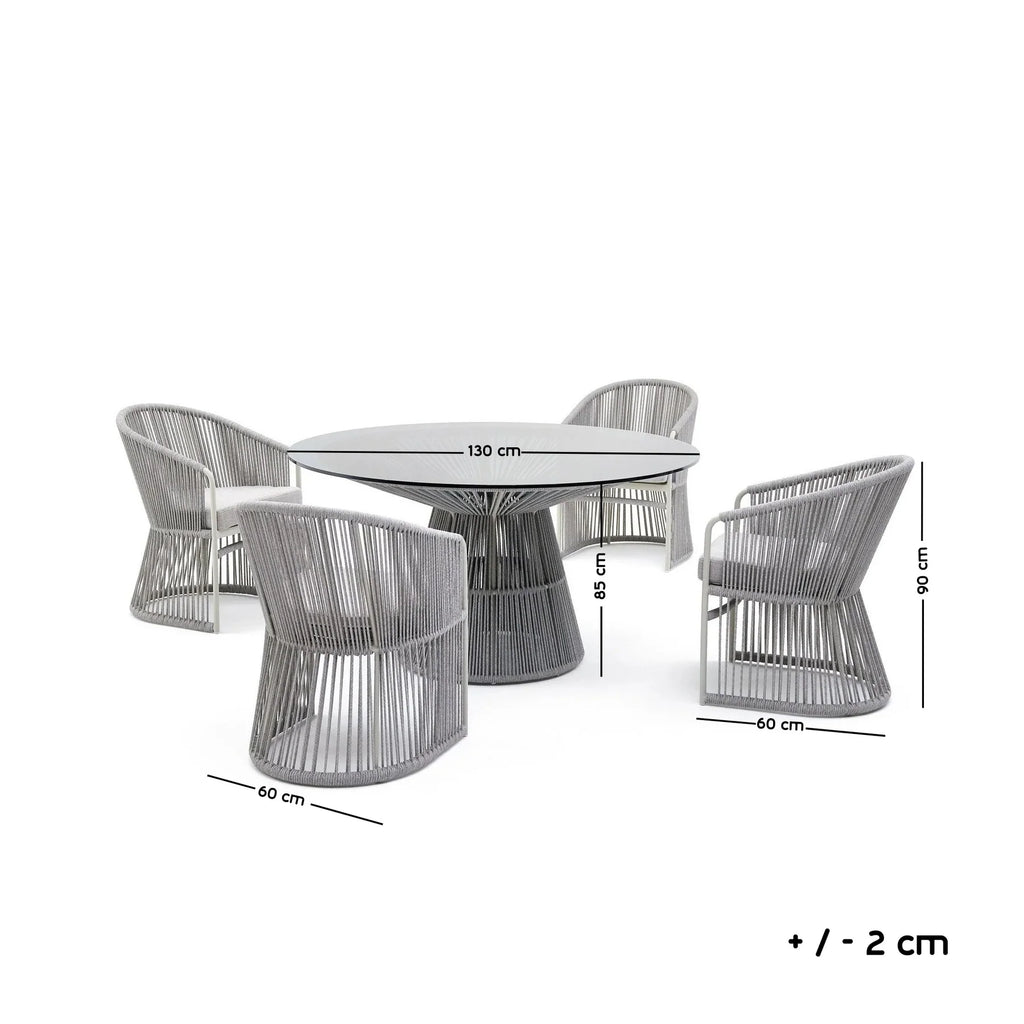 Virasat Outdoor Patio Seating Set 4 Chairs and 1 Table Set (Grey) Braided & Rope-VIRASAT FURNITURE & FURNISHING