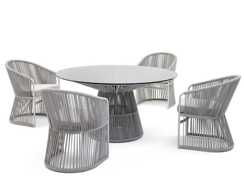 Virasat Outdoor Patio Seating Set 4 Chairs and 1 Table Set (Grey) Braided & Rope-VIRASAT FURNITURE & FURNISHING