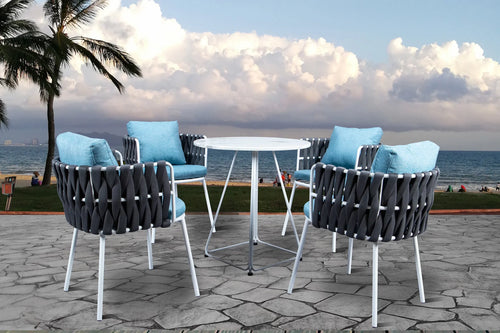 Virasat Outdoor Patio Seating Set 4 Chairs and 1 Table Set (Dark Grey) Braided & Rope-VIRASAT FURNITURE & FURNISHING