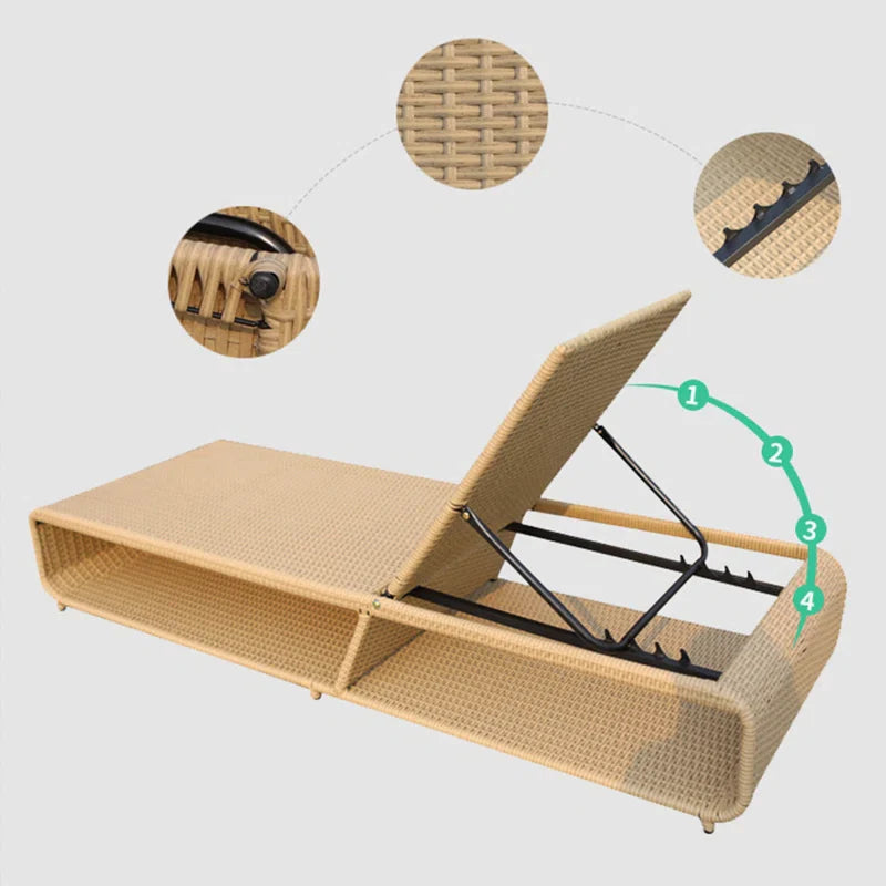 Virasat Outdoor Swimming Poolside Lounger Beige-VIRASAT FURNITURE & FURNISHING