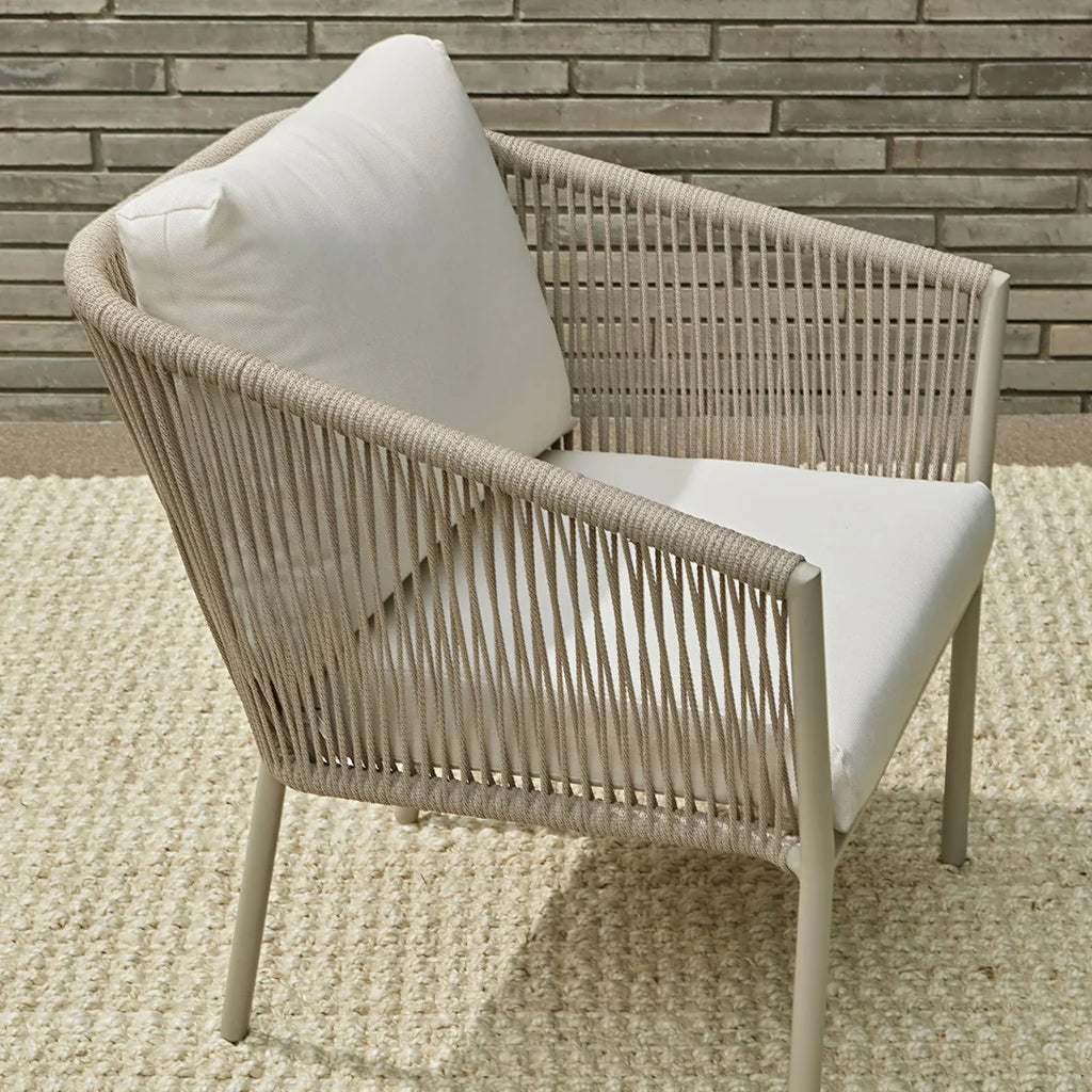 VIRASAT FURNITURE CHIMP OUTDOOR PATIO SEATING SET 2 CHAIRS AND 1 TABLE SET (CREAM) BRAIDED & ROPE