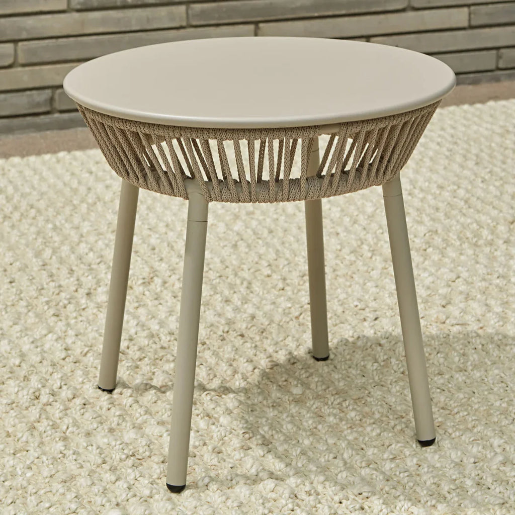 VIRASAT FURNITURE CHIMP OUTDOOR PATIO SEATING SET 2 CHAIRS AND 1 TABLE SET (CREAM) BRAIDED & ROPE