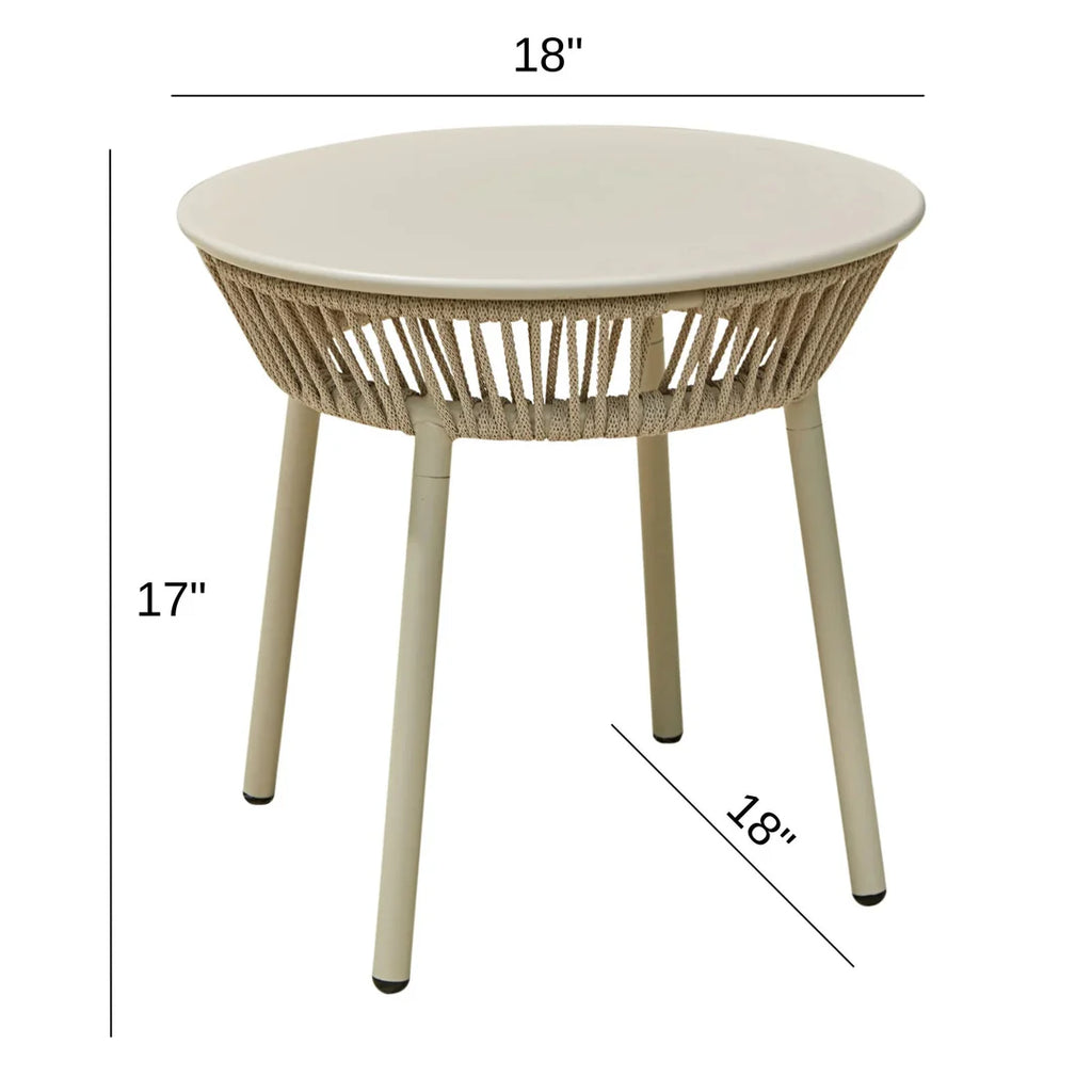 VIRASAT FURNITURE CHIMP OUTDOOR PATIO SEATING SET 2 CHAIRS AND 1 TABLE SET (CREAM) BRAIDED & ROPE