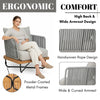 VIRASAT FURNITURE OUTDOOR 6-PIECE ROPE WOVEN CONVERSATION SOFA SET WITH WOODEN TOP TABLE (GREY)