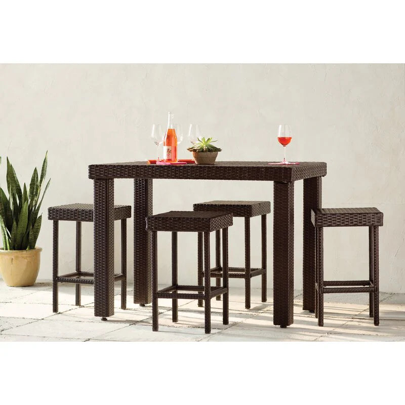 Virasat Outdoor Patio Bar Sets 4 Chairs and 1 Table (Brown)-VIRASAT FURNITURE & FURNISHING