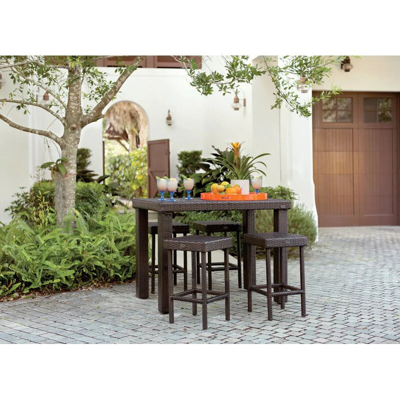 Virasat Outdoor Patio Bar Sets 4 Chairs and 1 Table (Brown)-VIRASAT FURNITURE & FURNISHING