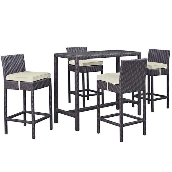 Virasat Mazzi Outdoor Patio Bar Sets 4 Chairs and 1 Table (Brown)