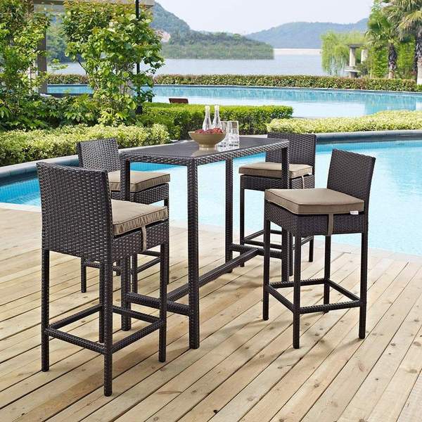 Virasat Mazzi Outdoor Patio Bar Sets 4 Chairs and 1 Table (Brown)