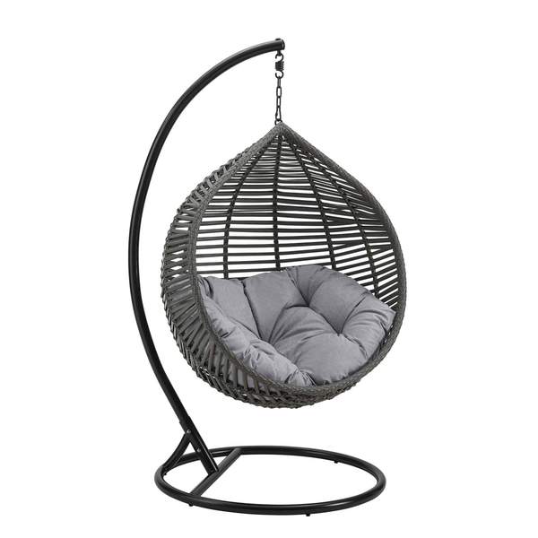 Virasat Nereza Single Seater Hanging Swing With Stand For Balcony , Garden Swing (Black)