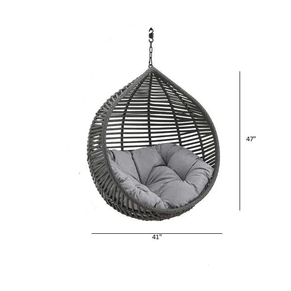 VIRASAT FURNITURE FILLIPO SINGLE SEATER HANGING SWING WITHOUT STAND FOR BALCONY & GARDEN SWING (BLACK)