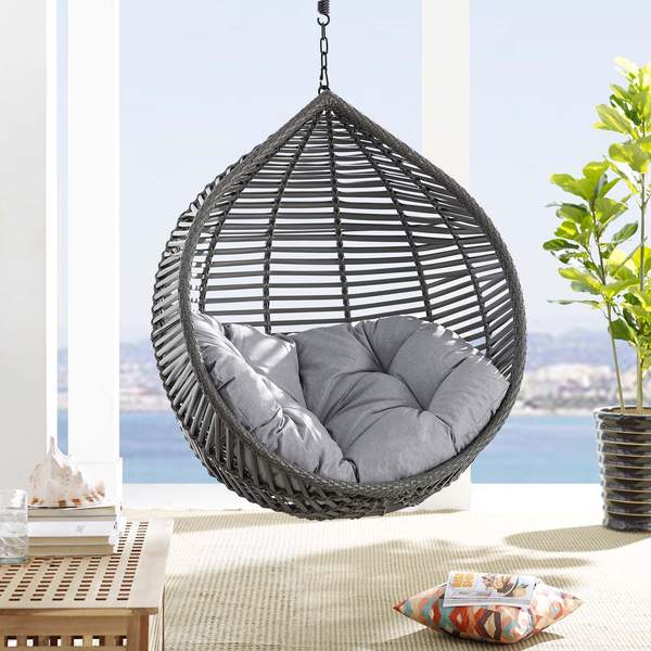 VIRASAT FURNITURE FILLIPO SINGLE SEATER HANGING SWING WITHOUT STAND FOR BALCONY & GARDEN SWING (BLACK)