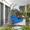 Virasat Double Seater Hanging Swing With Stand For Balcony, Garden Swing (Dark Grey)-VIRASAT FURNITURE & FURNISHING